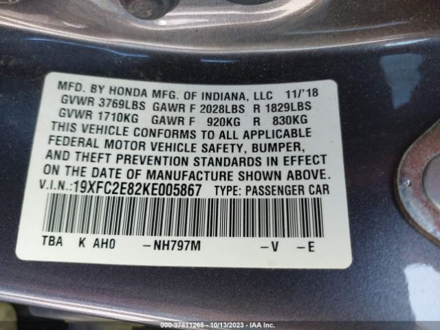 19XFC2E82KE005867 Honda Civic Sedan Sport