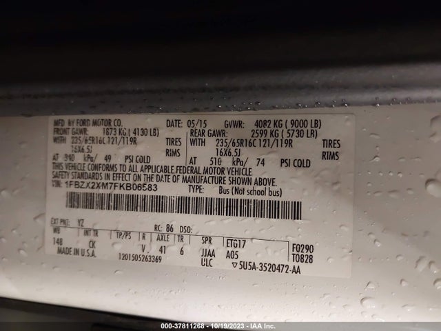 Ford Transit-350 Xlt 2015 1FBZX2XM7FKB06583 Image 9