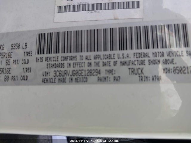 3C6URVJG0GE128294 RAM Promaster Cargo Van