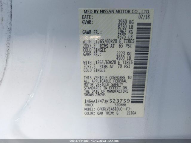 1N6AA1F47JN523759 Nissan Titan Xd Sl