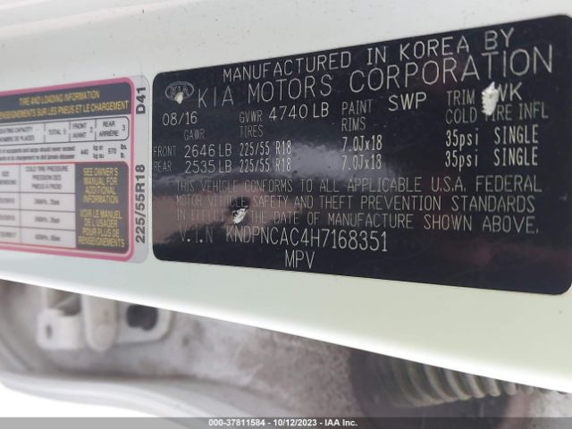 KNDPNCAC4H7168351 KIA Sportage Ex