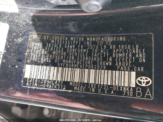 Toyota COROLLA LE 2014 5YFBURHE4EP062029 Image 9