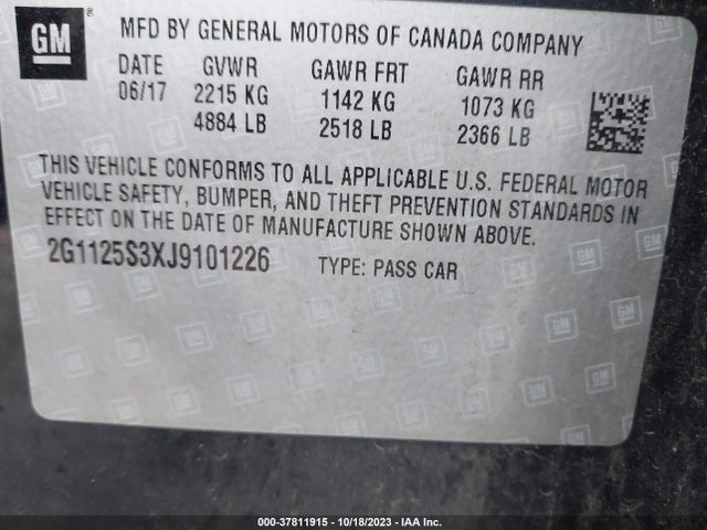 Chevrolet Impala Premier 2018 2G1125S3XJ9101226 Image 9