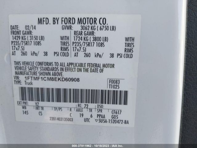 1FTMF1CM8EKD60908 Ford F-150 Xl/xlt/stx