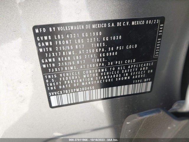 2023 VOLKSWAGEN TAOS S VIN: 3VVCX7B2XPM380456