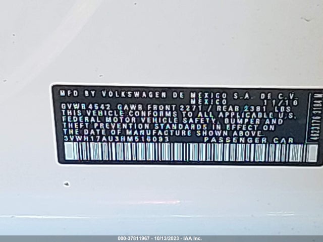 3VWH17AU3HM516093 Volkswagen Golf Alltrack S/se/sel