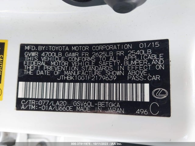 JTHBK1GG1F2179639 Lexus ES 350