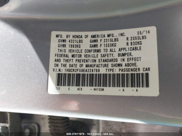 1HGCR2F58EA228798 Honda Accord Sedan Sport