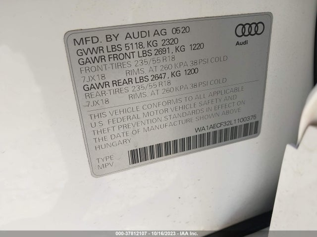 WA1AECF32L1100375 Audi Q3 PREMIUM