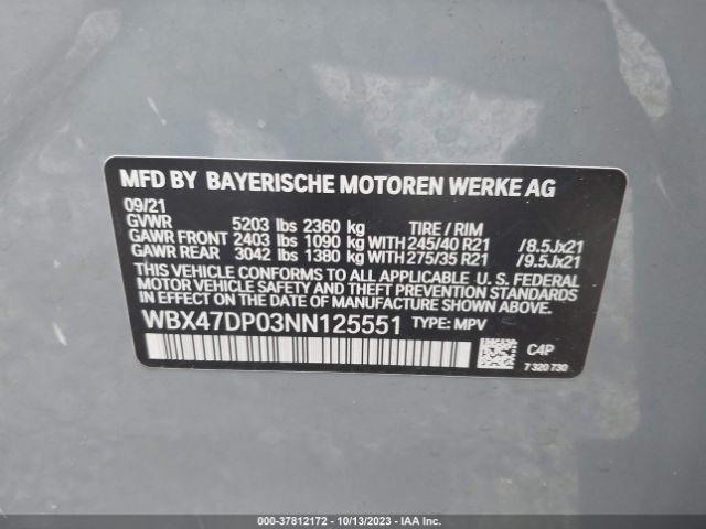 WBX47DP03NN125551 BMW X3 Sdrive30i