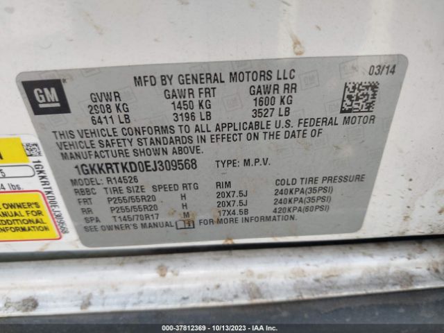 1GKKRTKD0EJ309568 GMC Acadia Denali