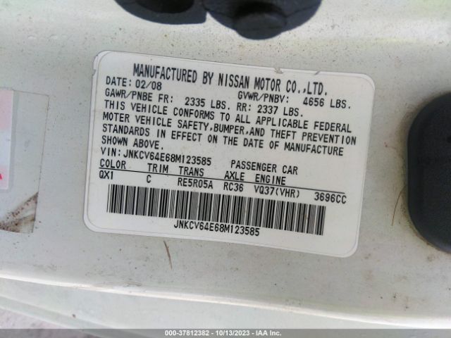 2008 INFINITI G37 COUPE JNKCV64E68M123585 Photo 8