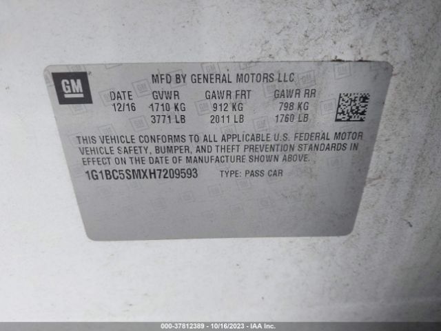 1G1BC5SMXH7209593 Chevrolet Cruze Ls Auto