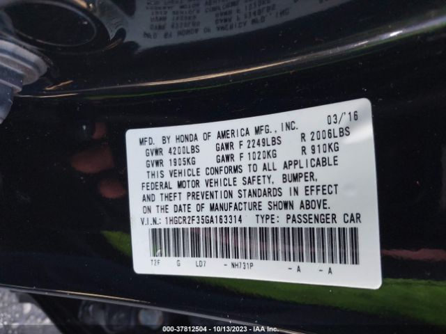 1HGCR2F35GA163314 Honda Accord Sedan Lx