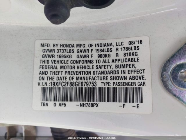 19XFC2F88GE079753 Honda Civic Sedan Ex