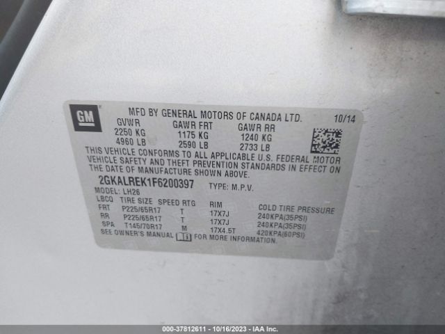 2GKALREK1F6200397 GMC Terrain Sle