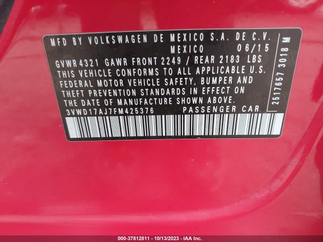 3VWD17AJ7FM425376 Volkswagen Jetta Sedan 1.8t Sport