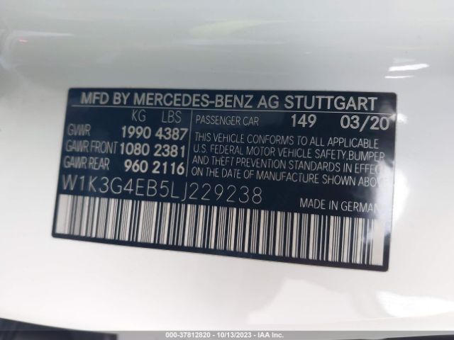 W1K3G4EB5LJ229238 Mercedes-Benz A-class A 220