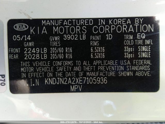 KNDJN2A2XE7105936 KIA Soul Base