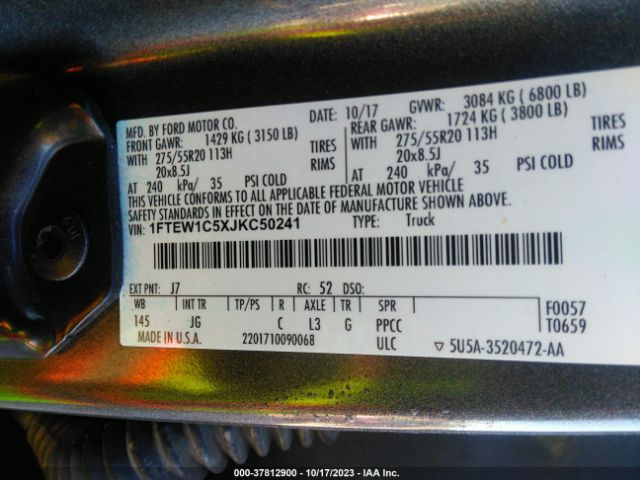 1FTEW1C5XJKC50241 Ford F-150 Xl