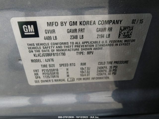 KL4CJGSB6FB151790 Buick Encore Leather