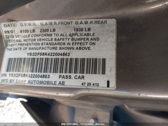 2002 SAAB 9-3 YS3DF58K422004863 Photo 8