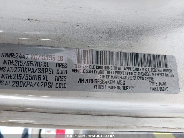 ZFBHRFBB4K6M14153 RAM Promaster City Tradesman Slt