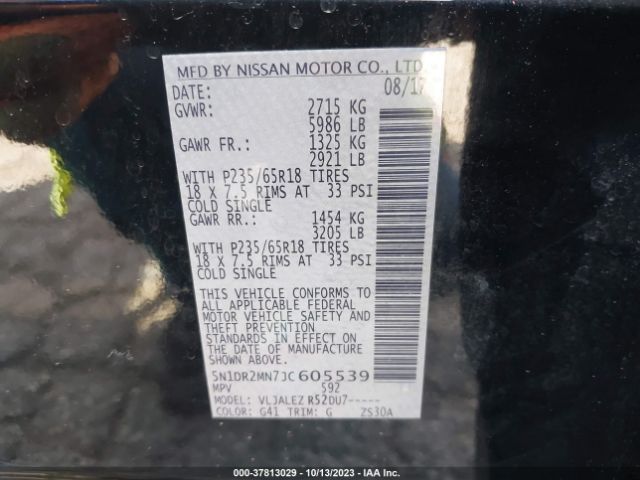 5N1DR2MN7JC605539 Nissan Pathfinder Sv