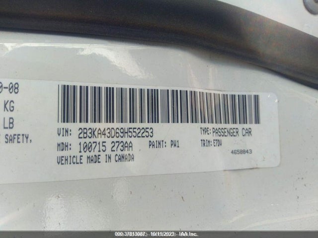 2009 DODGE CHARGER VIN: 2B3KA43D69H552253
