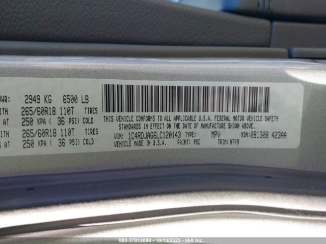 1C4RDJAG6LC120143 Dodge Durango Sxt Plus