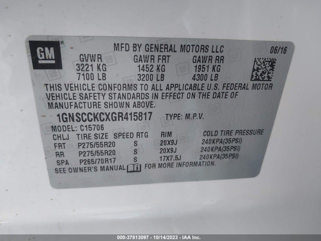 Chevrolet Tahoe Ltz 2016 1GNSCCKCXGR415817 Image 9