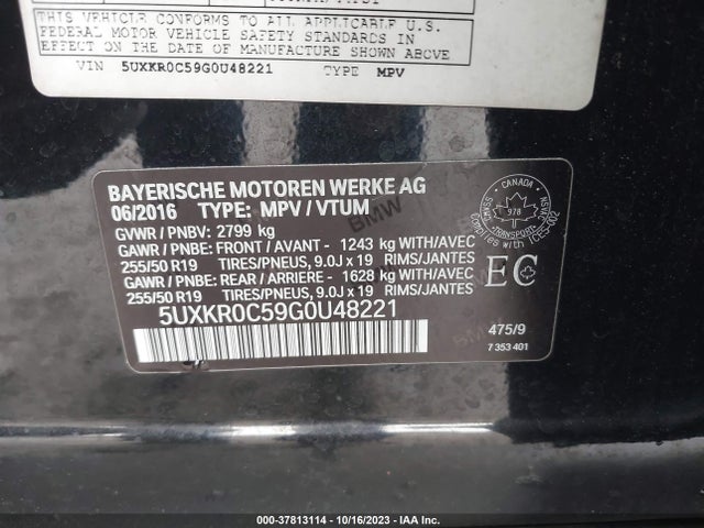 BMW X5 Xdrive35i 2016 5UXKR0C59G0U48221 Image 9