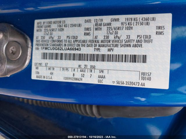 1FMCU0G62LUA66943 Ford ESCAPE SE