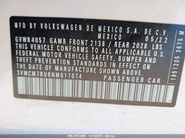 Volkswagen JETTA S 2022 3VWCM7BU8NM017074 Image 9