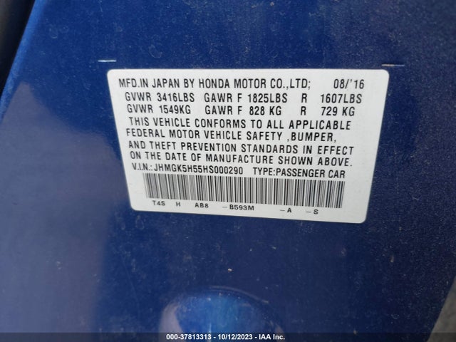 Honda FIT LX 2017 JHMGK5H55HS000290 Image 9
