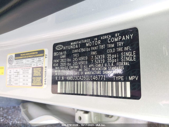 Hyundai Tucson Limited 2016 KM8J3CA26GU146771 Image 9