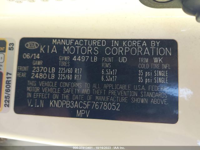 KNDPB3AC5F7678052 KIA Sportage Lx