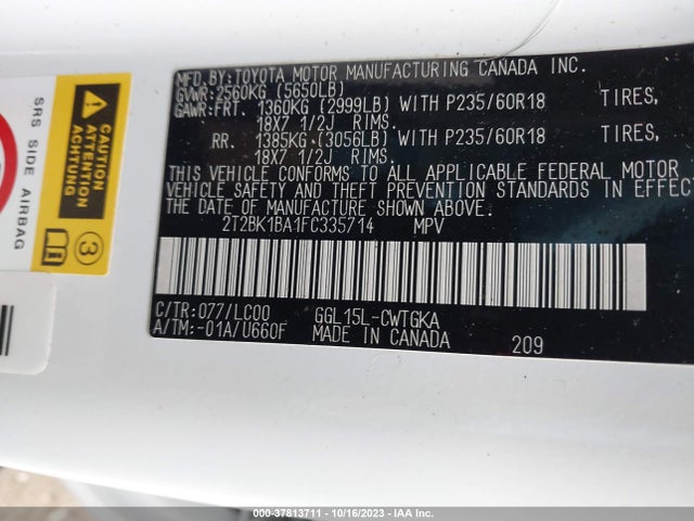 2T2BK1BA1FC335714 Lexus RX 350