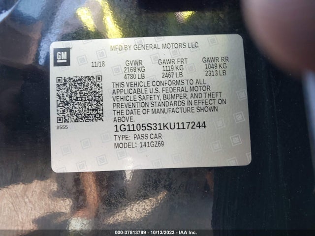 Chevrolet Impala Premier 2019 1G1105S31KU117244 Image 9