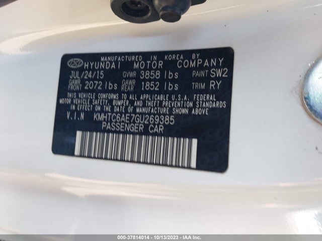 2016 HYUNDAI VELOSTER TURBO VIN: KMHTC6AE7GU269385