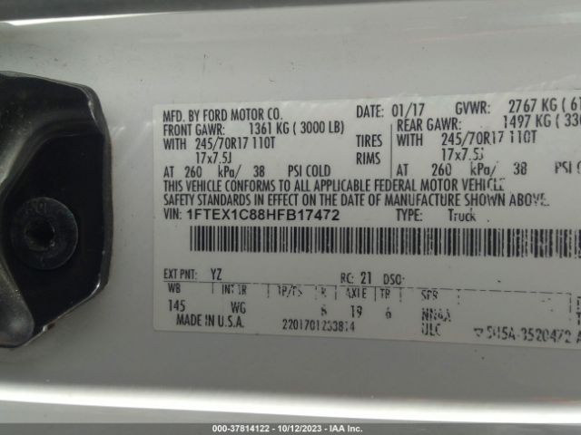 1FTEX1C88HFB17472 Ford F-150 Xl/xlt