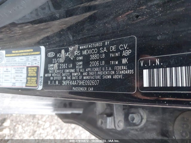 2017 KIA FORTE LX VIN: 3KPFK4A79HE092607