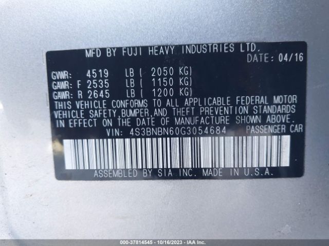 4S3BNBN60G3054684 Subaru Legacy 2.5i Limited