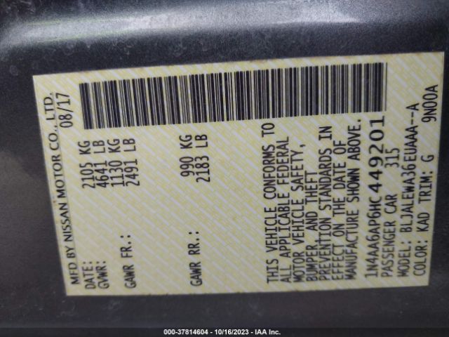 1N4AA6AP6HC449201 Nissan MAXIMA SL