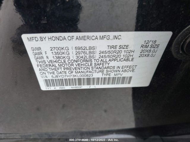 2019 ACURA MDX SPORT HYBRID 5J8YD7H73KL000823 Photo 8