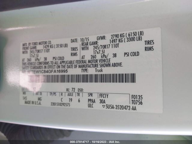1FTEW1C84GFA16995 Ford F-150 Xlt/xl