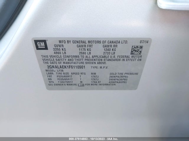 Chevrolet EQUINOX LS 2015 2GNALAEK1F6110901 Image 9