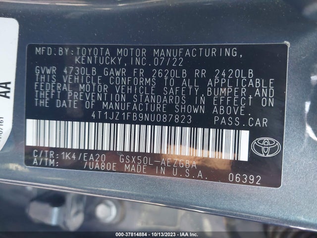 Toyota AVALON XLE 2022 4T1JZ1FB9NU087823 Image 9