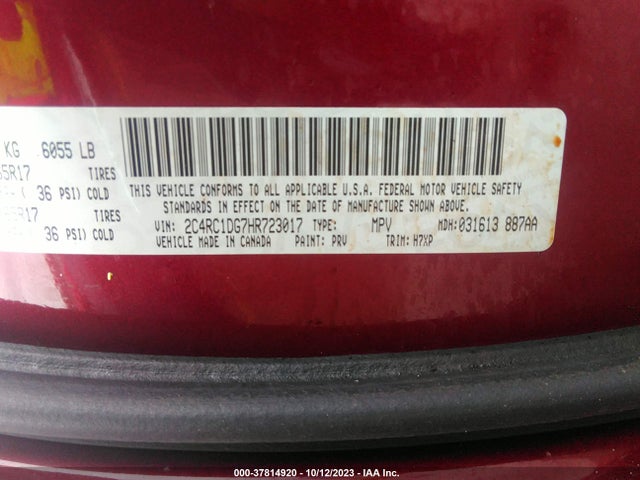 Chrysler Pacifica Touring 2017 2C4RC1DG7HR723017 Image 9