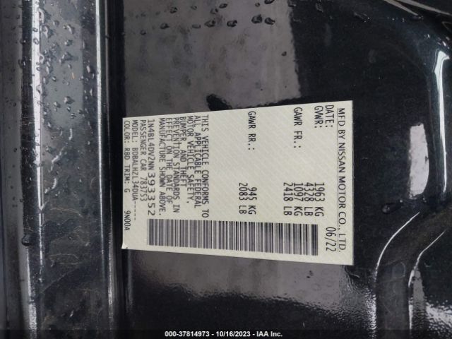 1N4BL4DV2NN393352 Nissan Altima 2.5 Sv